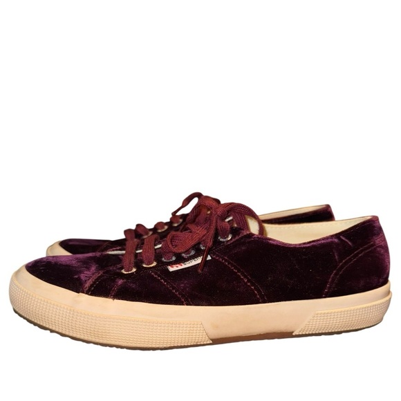SUPERGA 2750 Velvet Sneakers in Bordeaux Shoes Size 9 - Picture 8 of 16